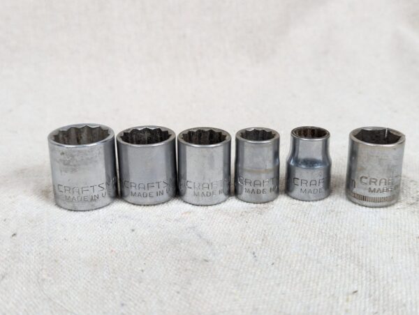 Vintage Craftsman USA Socket Set 11/16 5/8 9/16 7/16 3/8 14mm Mixed Sizes Tool