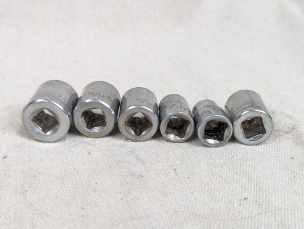Vintage Craftsman USA Socket Set 11/16 5/8 9/16 7/16 3/8 14mm Mixed Sizes Tool