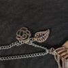 10-580.jpg Boho Long Necklace Metal Filigree Feather Pendant Faux Turquoise Brown Accent...
