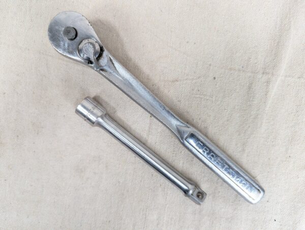 Vintage Craftsman 1/2" Drive Ratchet V-44975 and Extension Bar 44131 USA Made