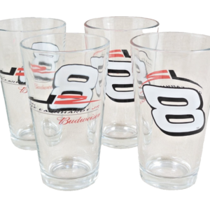 Budweiser Dale Earnhardt Jr #8 NASCAR Pint Glasses Set of 4 Red White 2000s Bar