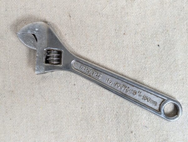Vintage Sears Full Forged Alloy 6-Inch Adjustable Wrench No. 90874 Made in Japan