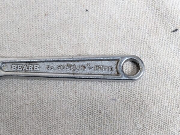 Vintage Sears Full Forged Alloy 6-Inch Adjustable Wrench No. 90874 Made in Japan