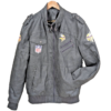 10-7.png Minnesota Vikings NFL Faux Leather Moto Jacket Size Large Team Logos Zip Pockets