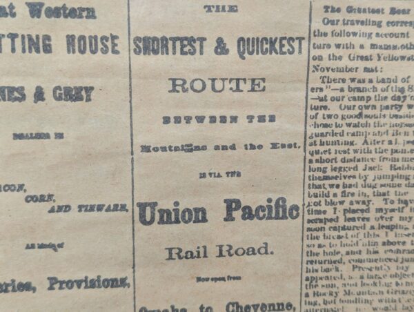 The Frontier Index Newspaper March 6 1868 Framed Reproduction Americana Souvenir