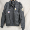 10-8.png Minnesota Vikings NFL Faux Leather Moto Jacket Size Large Team Logos Zip Pockets