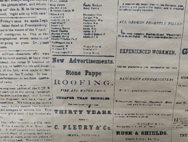 The Frontier Index Newspaper March 6 1868 Framed Reproduction Americana Souvenir