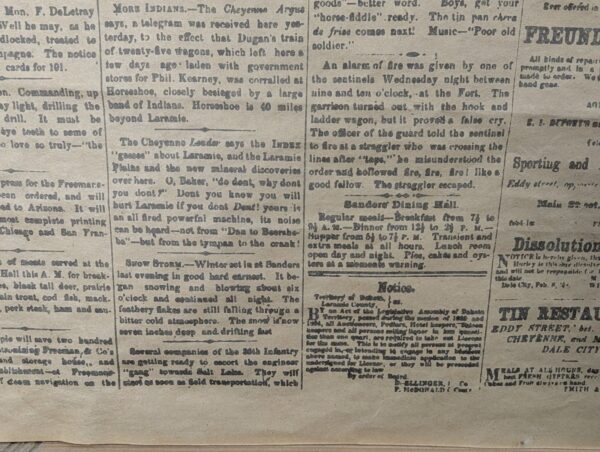 The Frontier Index Newspaper March 6 1868 Framed Reproduction Americana Souvenir