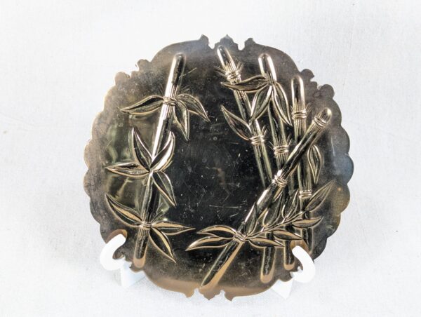 Vintage Brass Footed Tray Trivet Embossed Bamboo Design Made in Canada Model ...