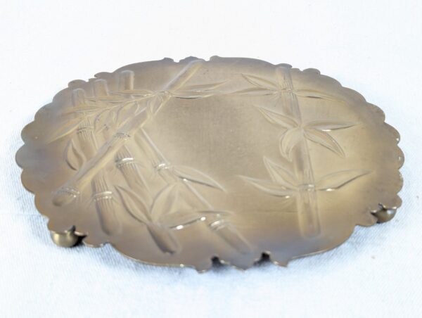 Vintage Brass Footed Tray Trivet Embossed Bamboo Design Made in Canada Model ...