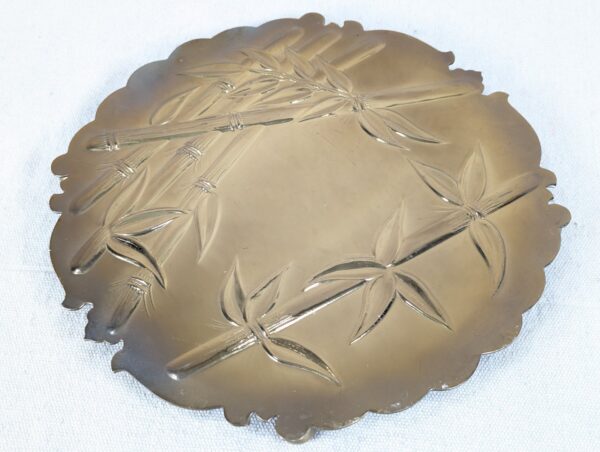 Vintage Brass Footed Tray Trivet Embossed Bamboo Design Made in Canada Model ...