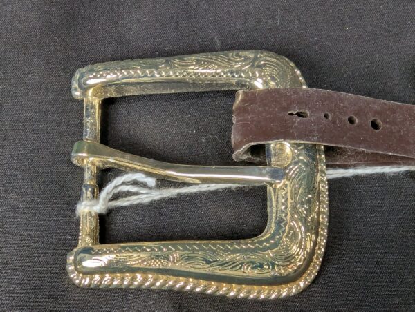 Nocona Belt Co. Western Style Belt Buckle Gold Tone Engraved Scrollwork New NOS