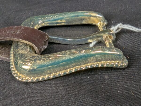 Nocona Belt Co. Western Style Belt Buckle Gold Tone Engraved Scrollwork New NOS