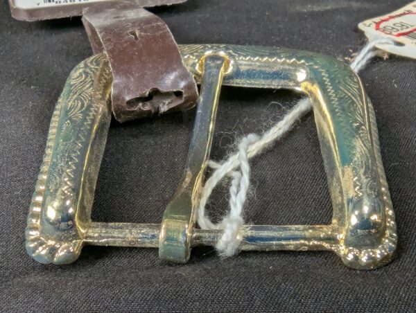 Nocona Belt Co. Western Style Belt Buckle Gold Tone Engraved Scrollwork New NOS