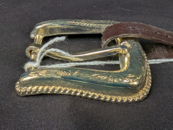 Nocona Belt Co. Western Style Belt Buckle Gold Tone Engraved Scrollwork New NOS