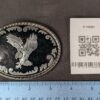 Vintage Oval Belt Buckle Silver-Tone Eagle Motif Black Enamel Rope Border 3.5in