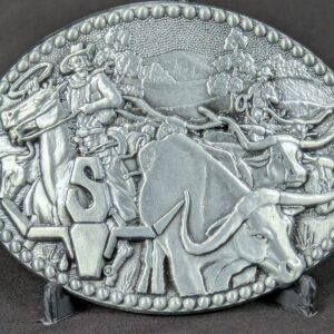 Vintage Award Design Medals Zee Series Western Cowboy Longhorn Belt Buckle Metal