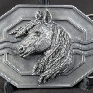 Vintage 1988 Siskiyou Buckle Co Mighty Horse Belt Buckle Solid Pewter Made in...
