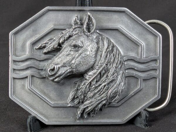 Vintage 1988 Siskiyou Buckle Co Mighty Horse Belt Buckle Solid Pewter Made in...