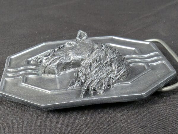 Vintage 1988 Siskiyou Buckle Co Mighty Horse Belt Buckle Solid Pewter Made in...