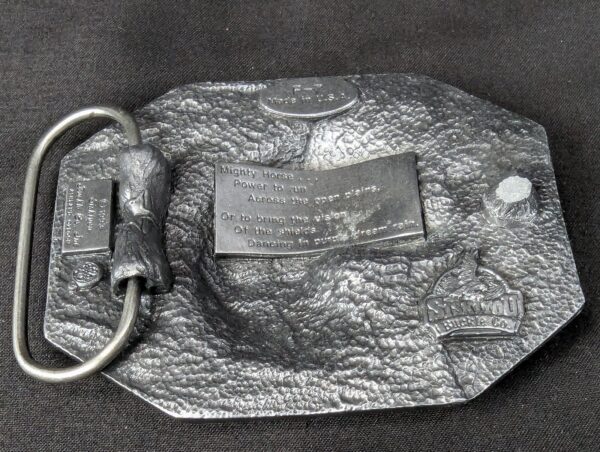 Vintage 1988 Siskiyou Buckle Co Mighty Horse Belt Buckle Solid Pewter Made in...