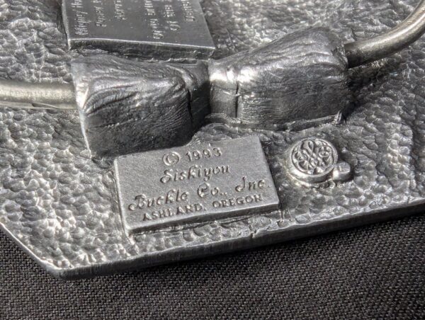 Vintage 1988 Siskiyou Buckle Co Mighty Horse Belt Buckle Solid Pewter Made in...