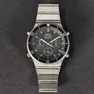 Vintage 1983 Seiko Sports 100 Chronograph 7A28-7040 Stainless Steel Quartz Watch