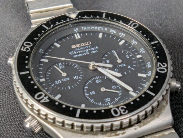 10-886.jpg Vintage 1983 Seiko Sports 100 Chronograph 7A28-7040 Stainless Steel Quartz Watch