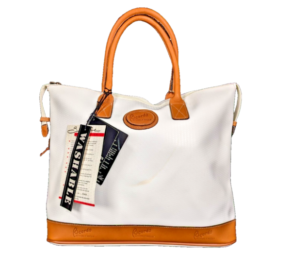 Vintage Ricardo Beverly Hills Signature Collection Tote Bag 4919 White Vinyl