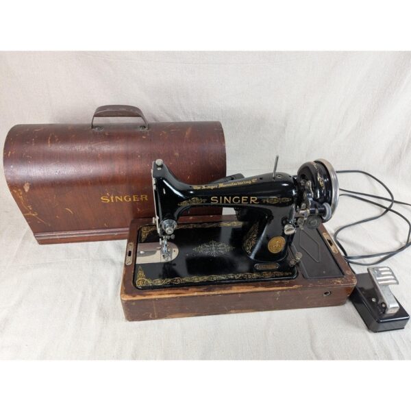 Vintage Singer Model 99K Sewing Machine 1950s w/ Bentwood Case Serial AE503328
