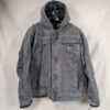 Carhartt Jacket Mens XL Bartlett Sherpa Lined Gray Full Zip Faded Hooded Work
