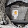 Carhartt Jacket Mens XL Bartlett Sherpa Lined Gray Full Zip Faded Hooded Work