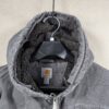 Carhartt Jacket Mens XL Bartlett Sherpa Lined Gray Full Zip Faded Hooded Work