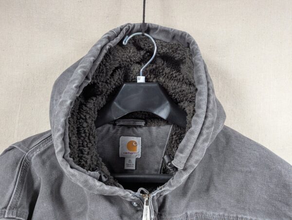 Carhartt Jacket Mens XL Bartlett Sherpa Lined Gray Full Zip Faded Hooded Work