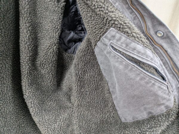 Carhartt Jacket Mens XL Bartlett Sherpa Lined Gray Full Zip Faded Hooded Work