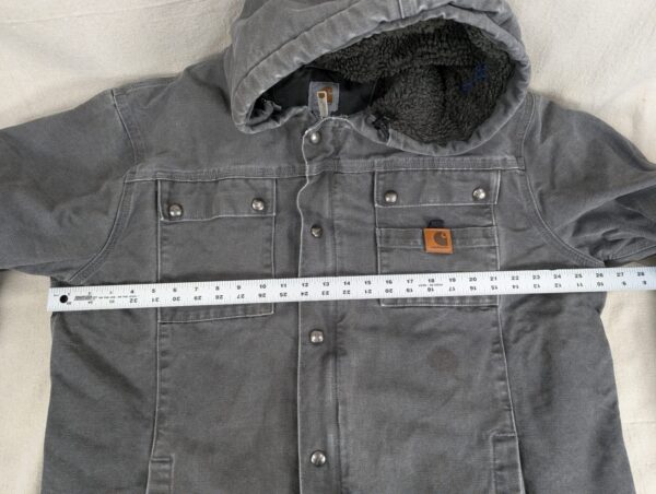 Carhartt Jacket Mens XL Bartlett Sherpa Lined Gray Full Zip Faded Hooded Work