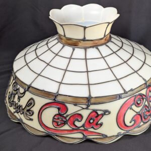 Vintage Coca-Cola Lamp Shade Plastic Leaded Glass Style Red Cream Script Logo