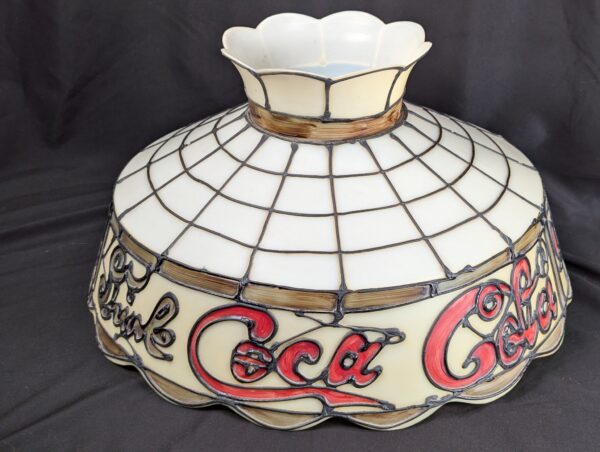 Vintage Coca-Cola Lamp Shade Plastic Leaded Glass Style Red Cream Script Logo