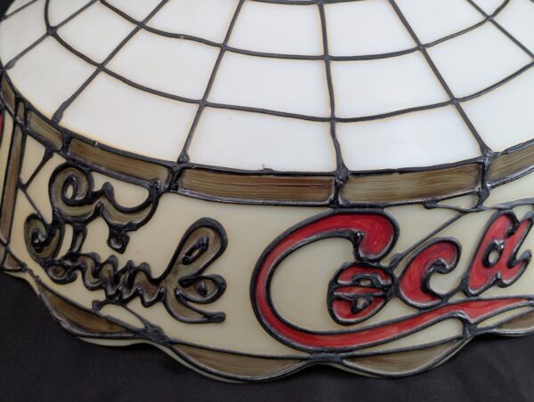 Vintage Coca-Cola Lamp Shade Plastic Leaded Glass Style Red Cream Script Logo