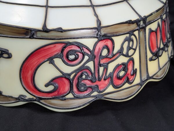 Vintage Coca-Cola Lamp Shade Plastic Leaded Glass Style Red Cream Script Logo