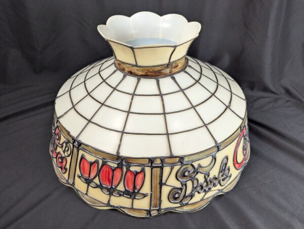 Vintage Coca-Cola Lamp Shade Plastic Leaded Glass Style Red Cream Script Logo