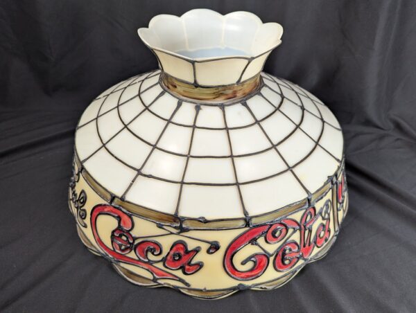 Vintage Coca-Cola Lamp Shade Plastic Leaded Glass Style Red Cream Script Logo